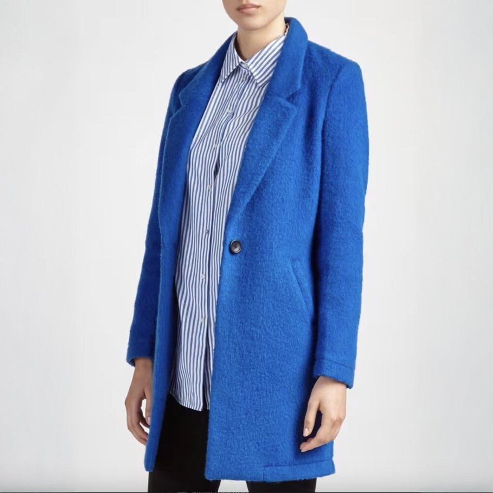 Maison Scotch (Scotch & Soda) Electric Blue Bonded Wool Coat, Size - Small